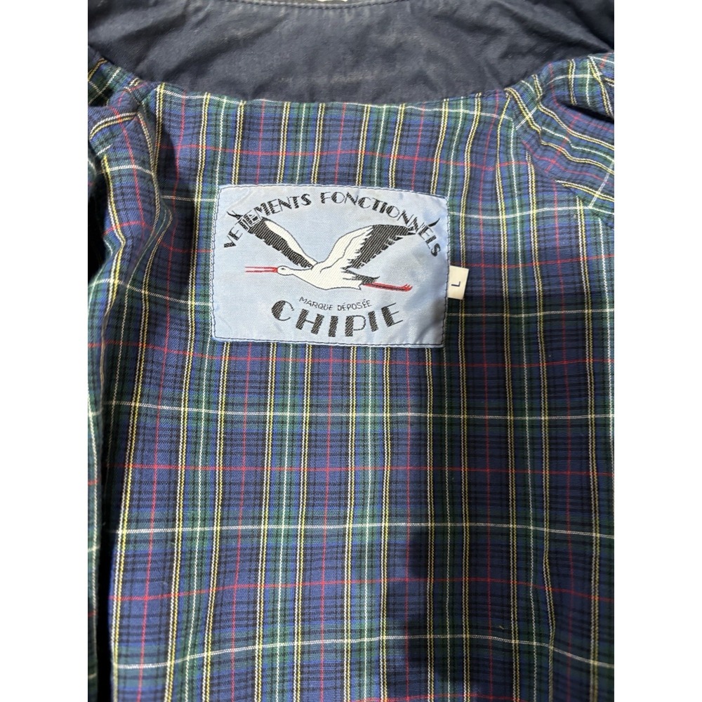 Vtg Chipie Blue Cotton Trenchcoat Lightweight‎ W/tartan Inner 90s Large